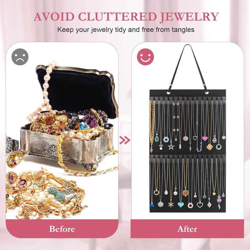 Caffox Hanging Necklaces Holder, Large Jewelry Organizer for Necklaces, Bracelets, and Ankles, Necklaces Display Storage Hanger for Wall, Closet and Door - Image 3